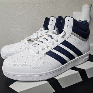 Size 7 Mens/8 Womens - Adidas Hoops 4.0 Mid White Dark Blue New